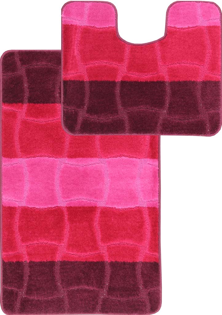 

Набор ковриков для ванной и туалета на резиновой основе Hali Fluffy 60х100 и 60х50см Розовый (6104)