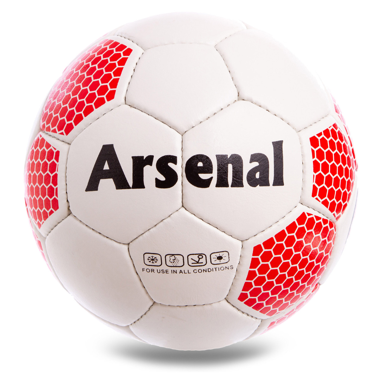 

Мяч футбольный 5 размера АРСЕНАЛ ЛОНДОН ARSENAL сшитый вручную белый (СПО FB-0609)