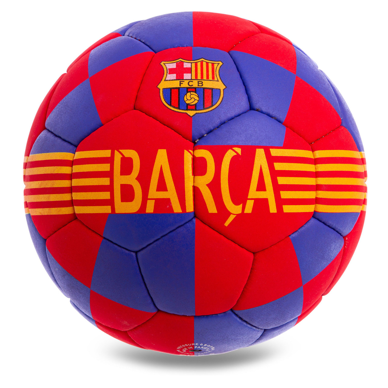 

Мяч футбольный 5 размера БАРСЕЛОНА BARCELONA сшитый вручную красно синий (СПО FB-0579)