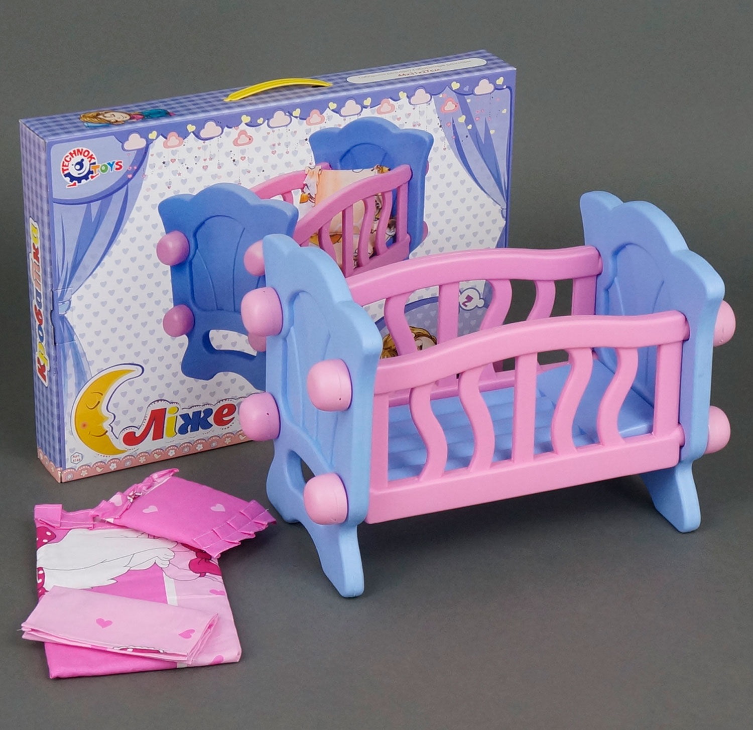 

Кроватка для кукол Технок синяя с розовым (4166)