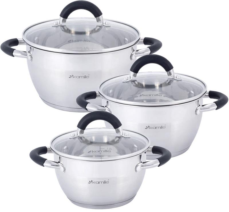 

Набор 3 кастрюли Marsaili 1.8л, 2.5л, 3.5л с силиконовыми ручками Kamille (TР01632320552)