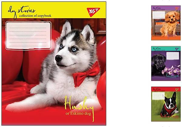 

Тетрадь ученическая А5 24л в линию "DOG STORIES" 20шт в упак YES (764726)