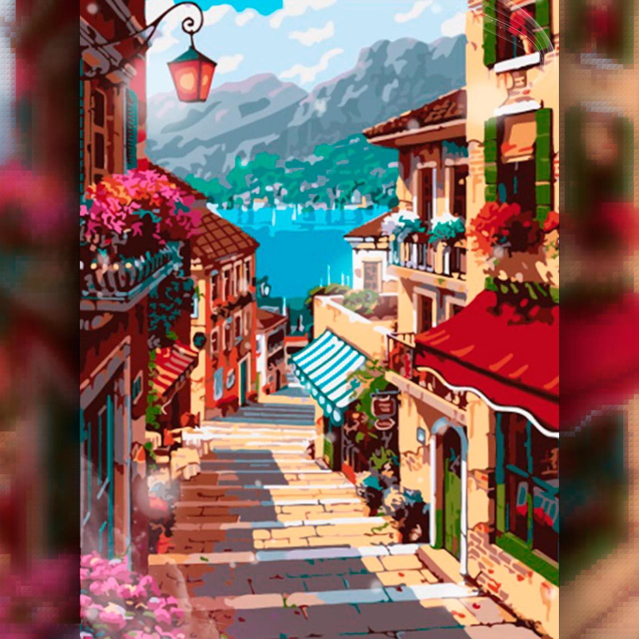 

Алмазная вышивка "Улица в красных тонах" 40x50 The Wortex Diamonds