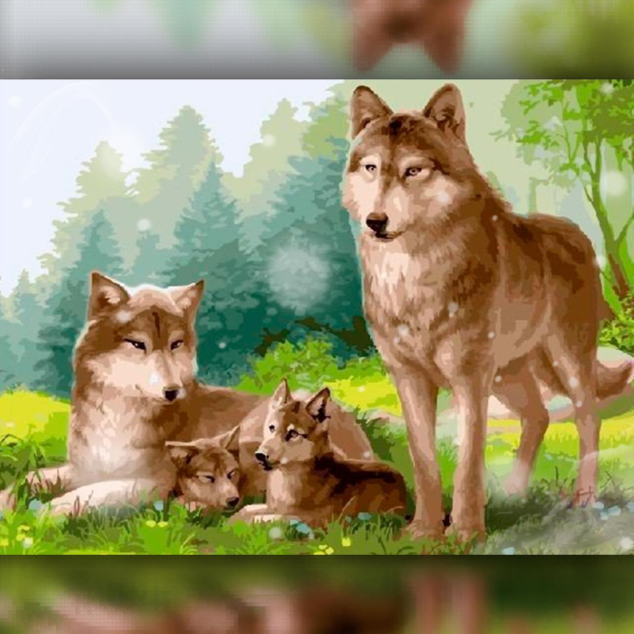 

Алмазная вышивка "Семья волков 2" 40x50 The Wortex Diamonds