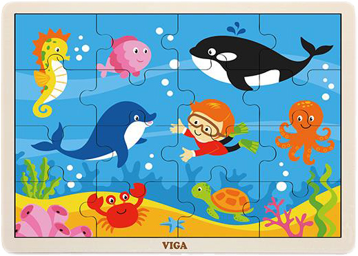 

Деревянный пазл Viga Toys Океан 16 элементов (51451)