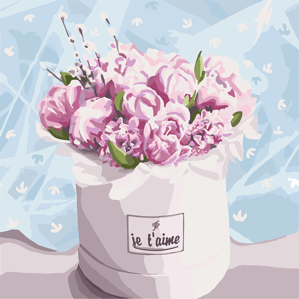 

Картина по номерам Бархатный букет 40*40 KH3084 Идейка