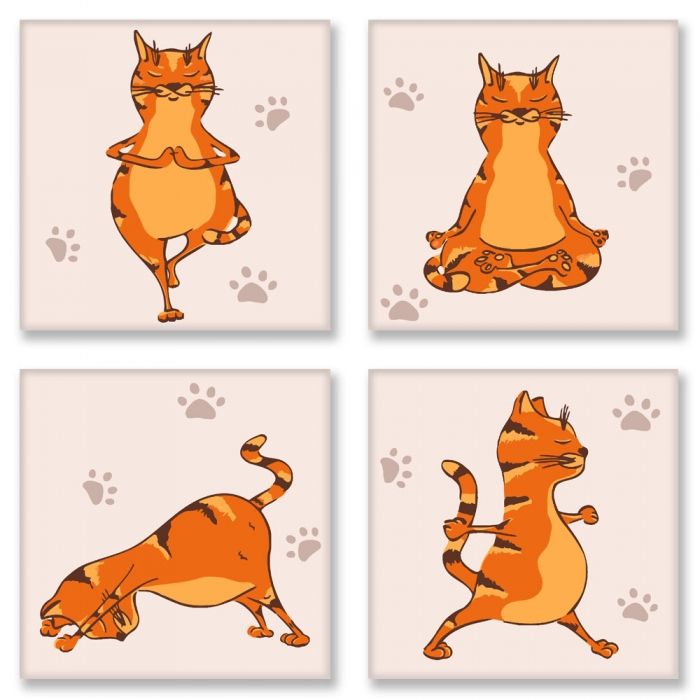 

Набір для розпису по номерах Ідейка Поліптих Yoga-cat 4шт 18*18