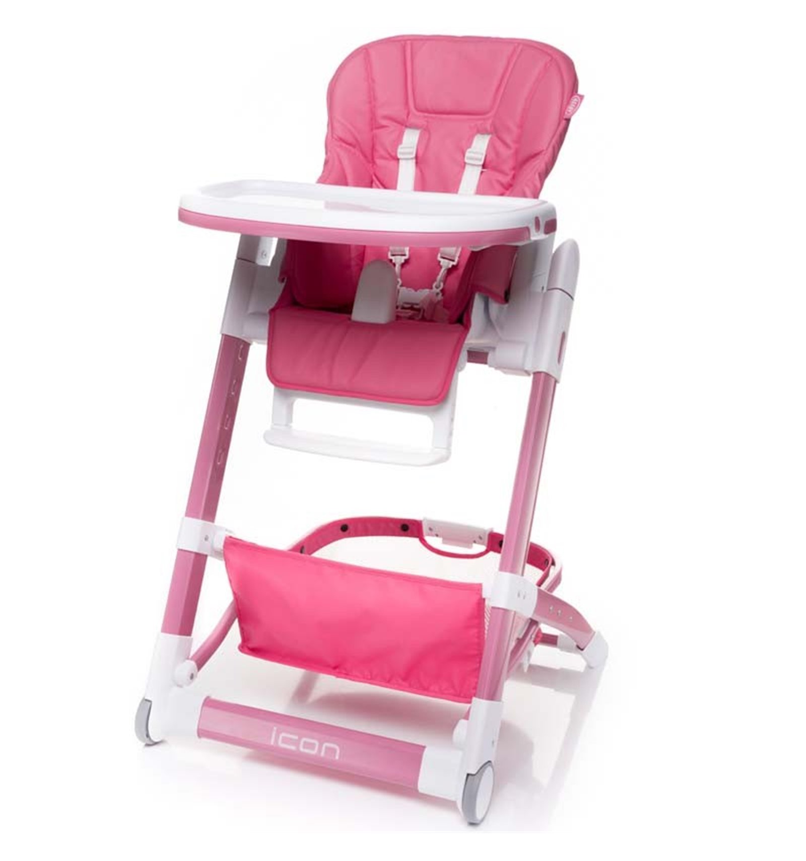 

Стульчик для кормления 4Baby Icon Pink с 2 колесами и корзиной