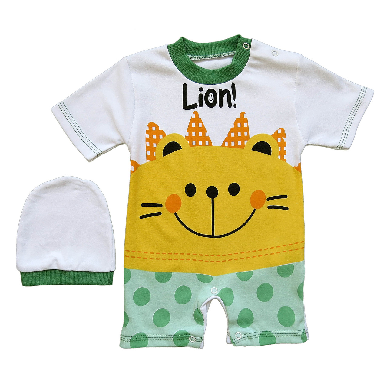

Песочник "Лев" Dodi collection с шапочкой для мальчика 56-62 см Белый 8902