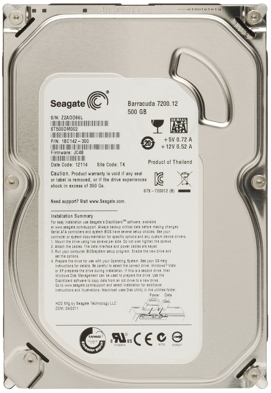 

Жесткий диск Seagate Desktop HDD 500ГБ 7200об/м 16МБ 3.5" SATA II (ST3500418AS) Refurbished