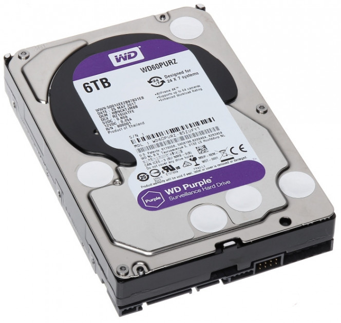 

Жесткий диск 3.5" 6Tb Western Digital Purple, SATA3, 64Mb, 5400 rpm (WD60PURZ)