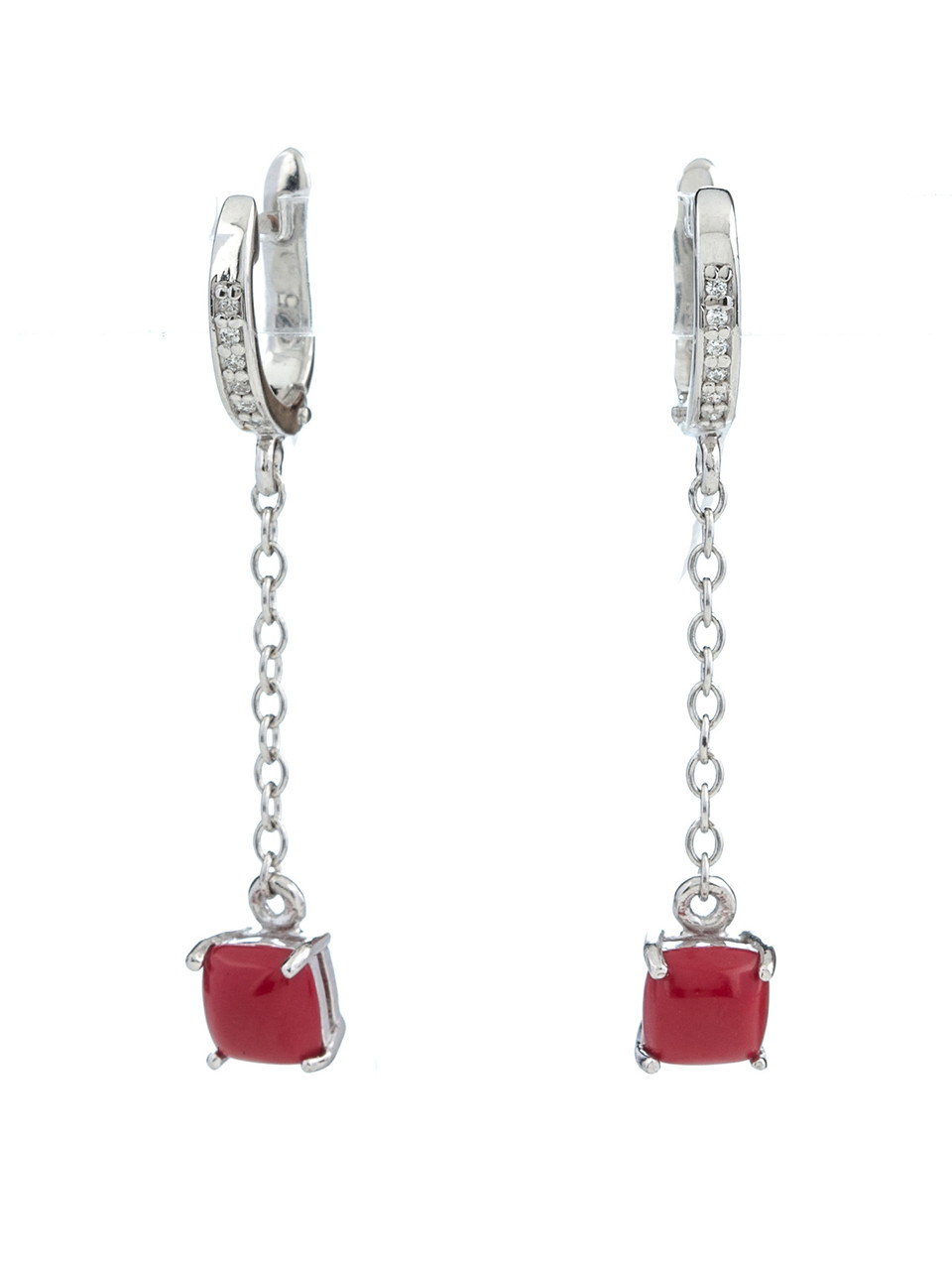 

Серьги из серебра с кораллом искусственным 1088-1