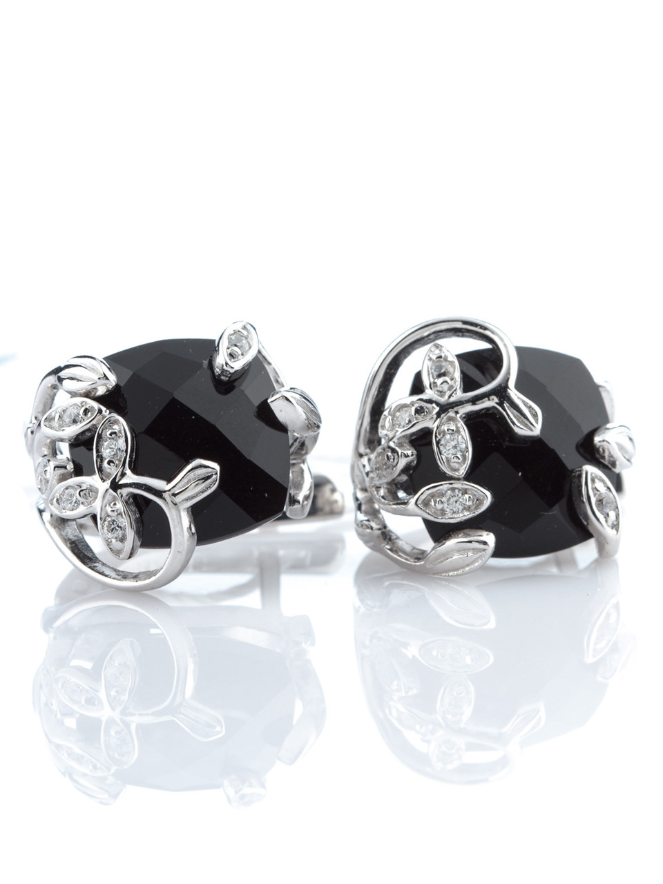 

Серьги из серебра с ониксом Е-354