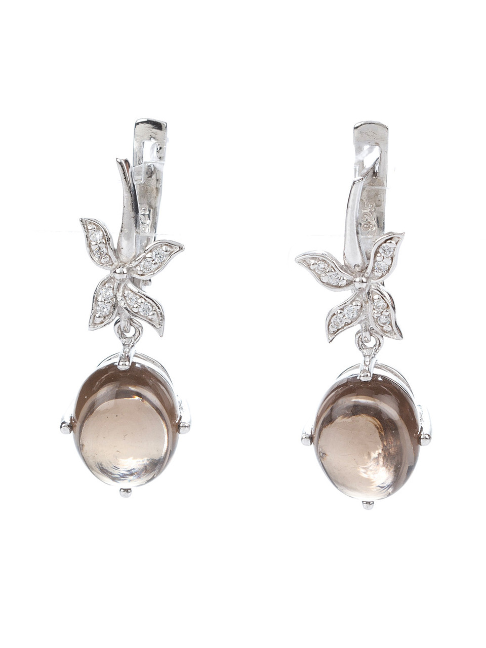 

Серьги из серебра с дымчатым кварцем Е-506