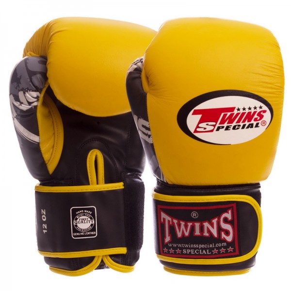 

Перчатки для бокса Twin CLASSIC 0269 Желтый-черный 10oz (MR03547)