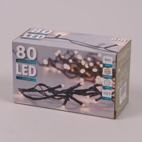 

Гирлянда LED теплый свет 80 диодов 6 м. 40830 (BAM01604)