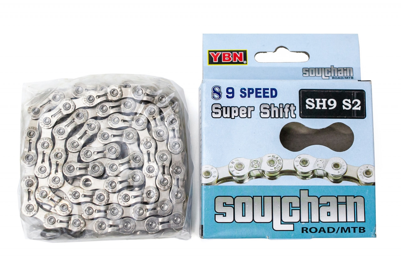 

Цепь велосипедная 9 скоростей YBN SH9 silver/silver с замком