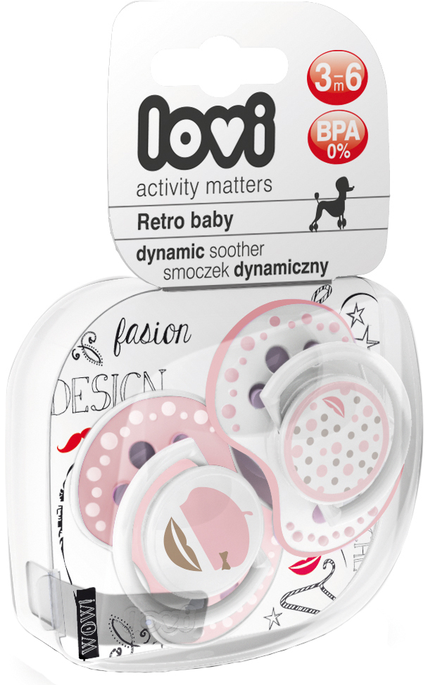 

Пустышка Lovi Retro Baby силиконовая динамическая 3-6 мес 2 шт (22/804girl)