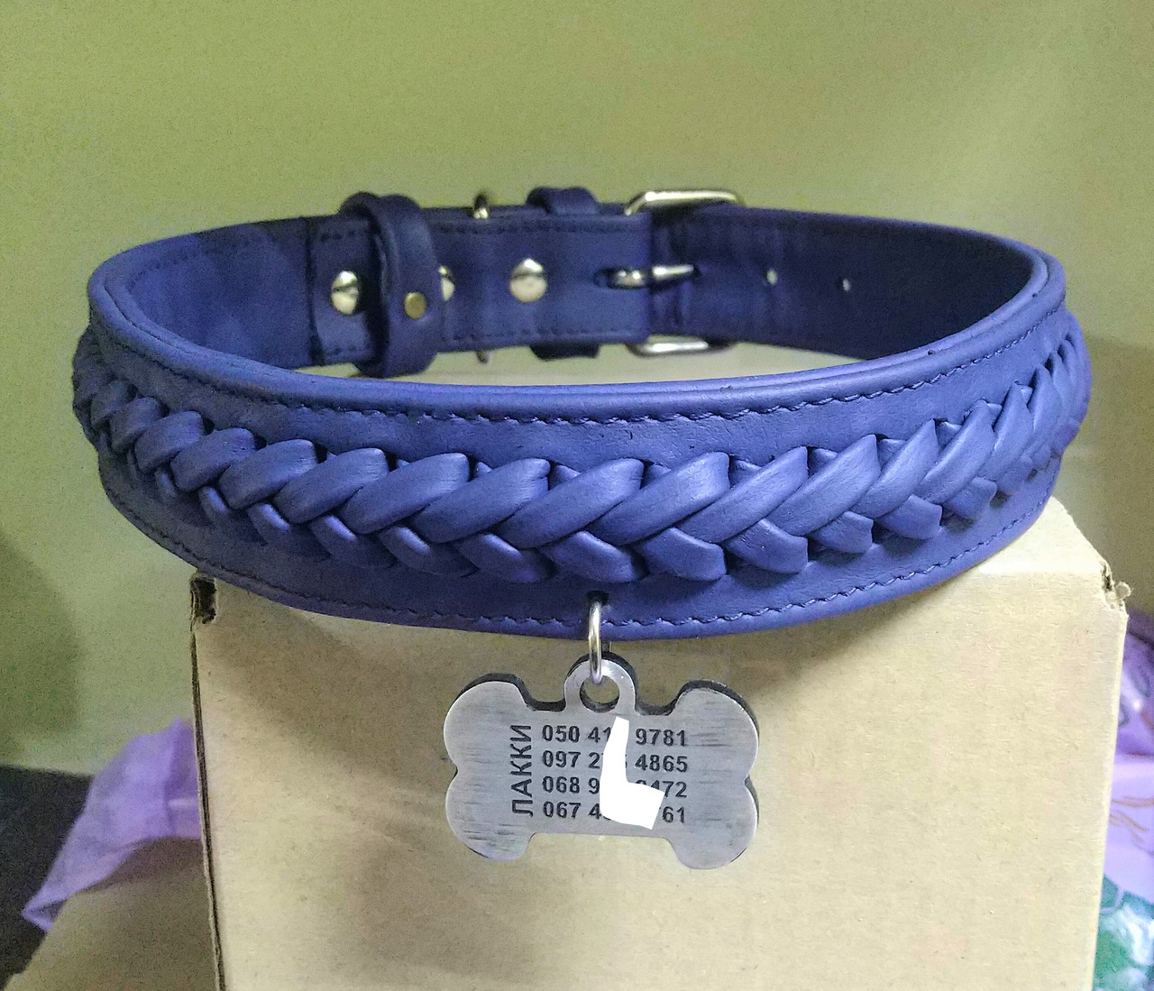 

Кожаный ошейник для собак (ld076) Lockdog L (45-55 см) Синий 000125647