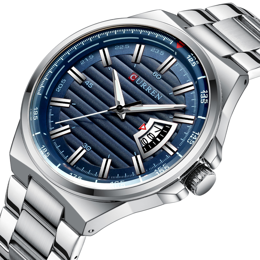 

Мужские наручные часы (8375 Silver-Blue) Curren 45 мм Серебряный 000125220