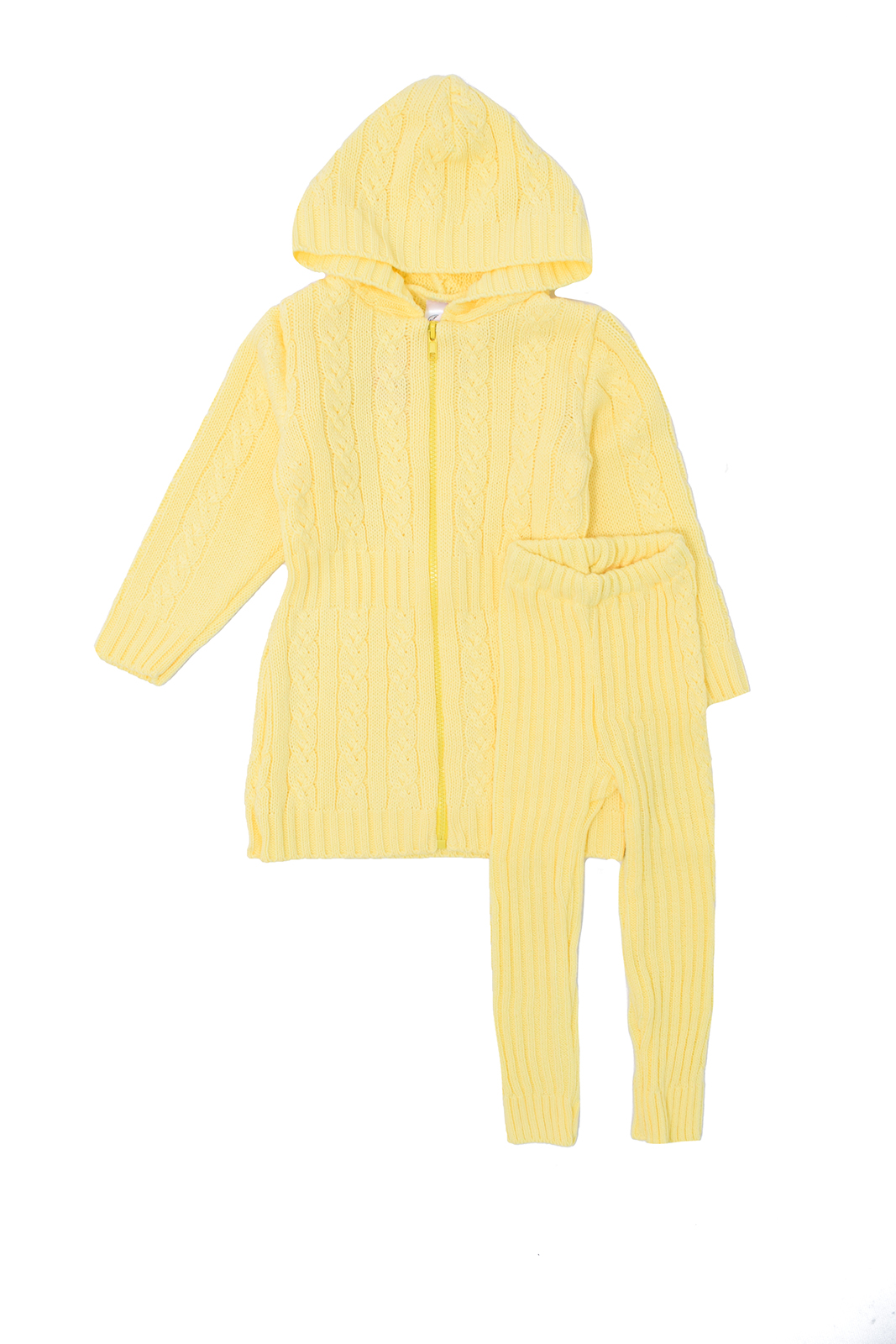 

Тёплый вязаный комплект для девочки кофта лосины Mari-Knit 0724 р52 92см желтый 18690