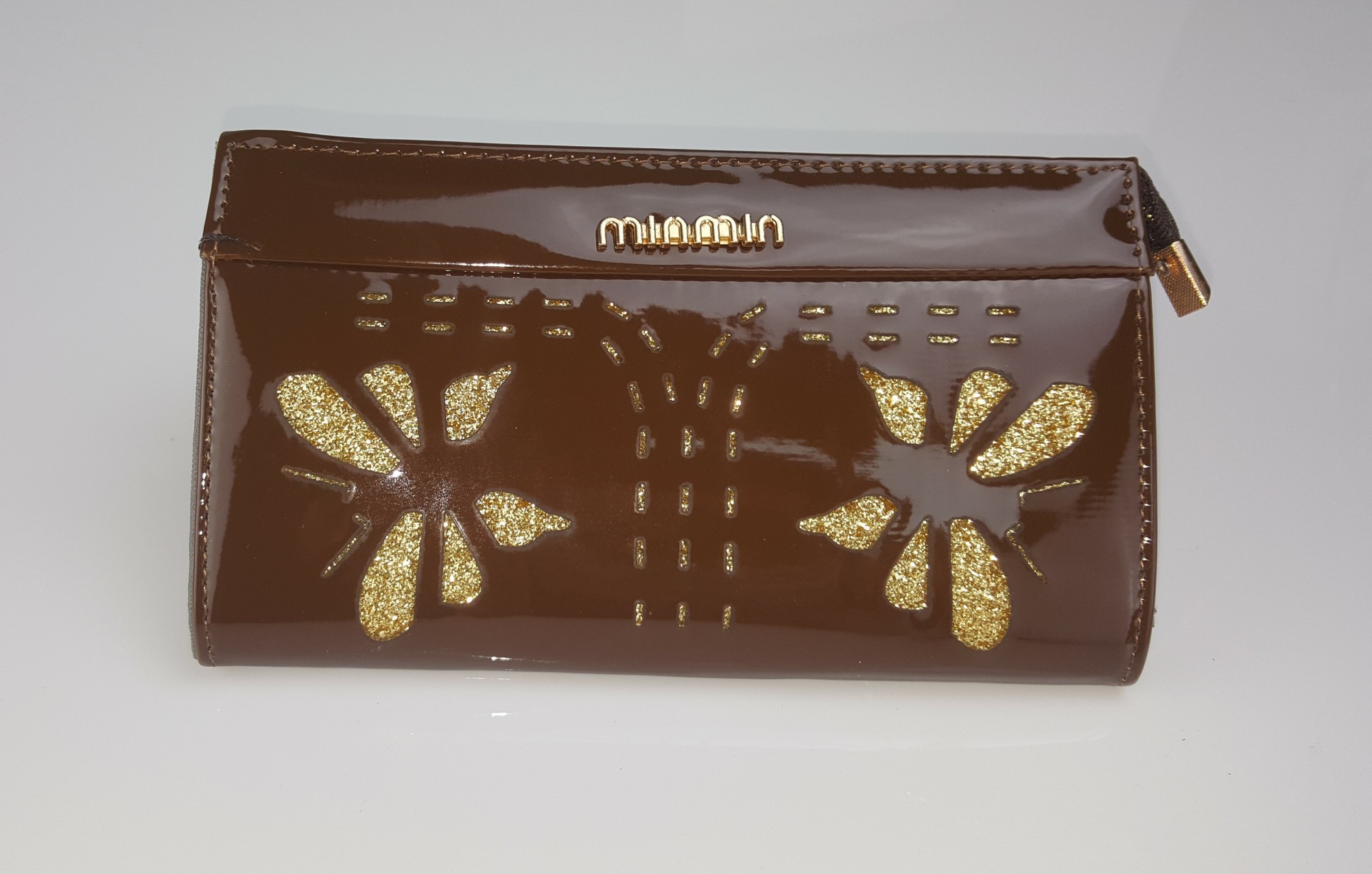 

Кошелек Min Min бабочки лак коричневый (K5-12)