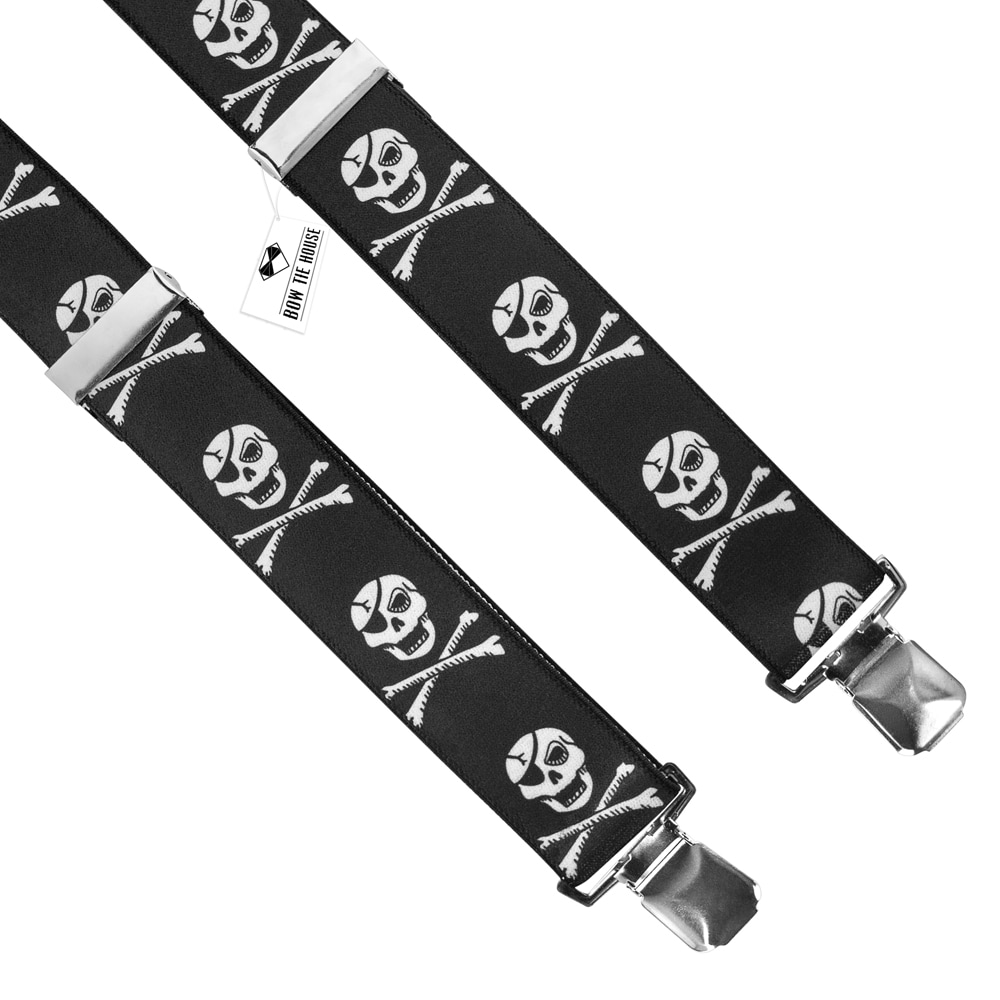 

Подтяжки Bow Tie House черные - череп и кости 10289