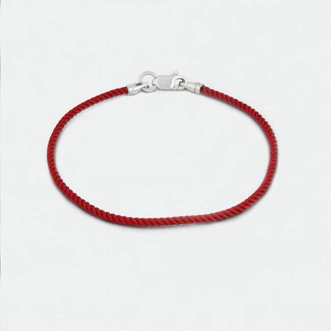 

Шнурок на руку с серебряным замком Jewel-case Красный крученый шелк 4022-kr 21.0