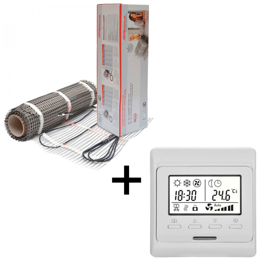 

Теплый пол Hemstedt двухжильный мат DH 6 м2 + терморегулятор программируемый E51
