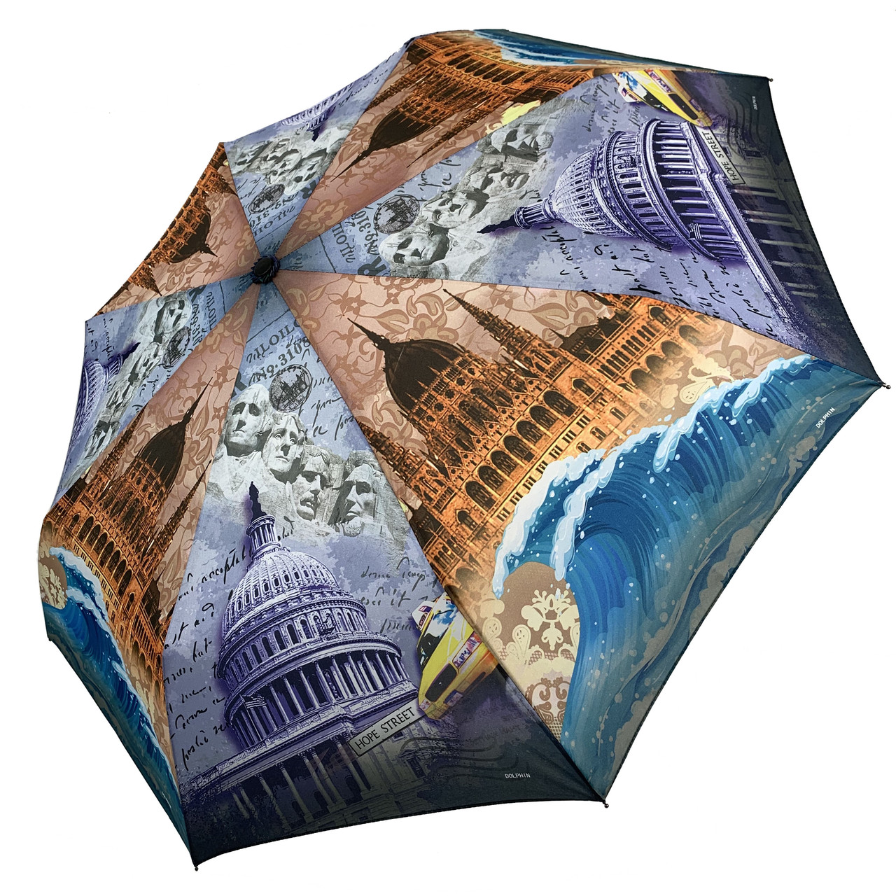 

Женский облегченный складной зонт-автомат с изображением старого города, 2F/shtorm-1
