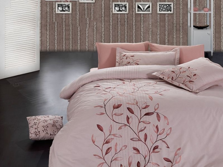

Комплект постельного белья First Choice VIP Satin Евро сатин с вышивкой арт.Casablanca pudra