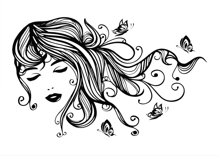 

Интерьерная виниловая наклейка на стену IdeaClock Beautiful girl with butterflies 190х120 см Черная(53234-463)