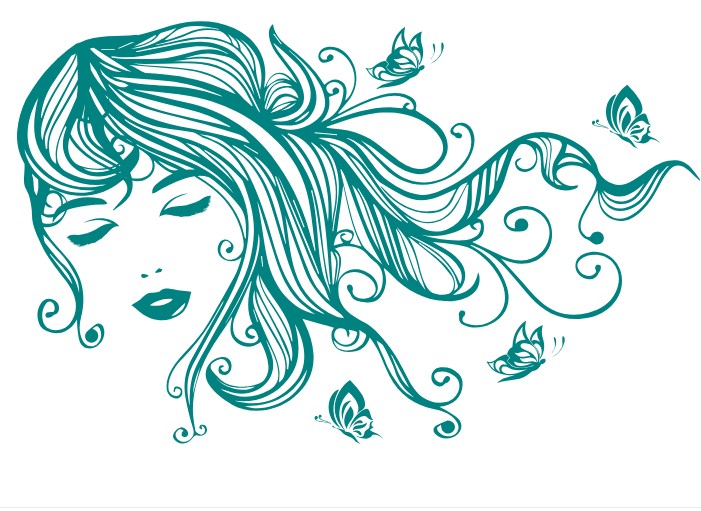 

Интерьерная виниловая наклейка на стену IdeaClock Beautiful girl with butterflies 120х75 см Бирюзово-синий(53234-46-35)