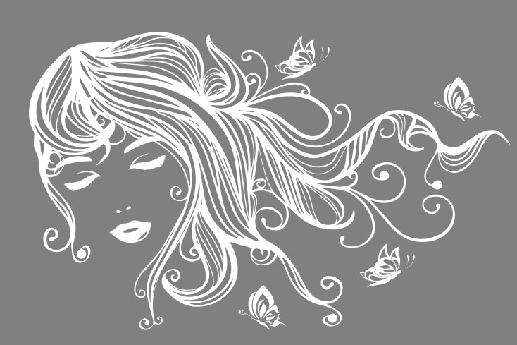 

Интерьерная виниловая наклейка на стену IdeaClock Beautiful girl with butterflies 120х75 см Белый(53234-46-1)