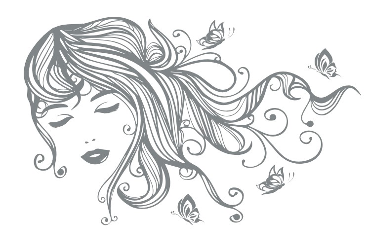 

Интерьерная виниловая наклейка на стену IdeaClock Beautiful girl with butterflies 120х75 см Серый телеком(53234-46-53)