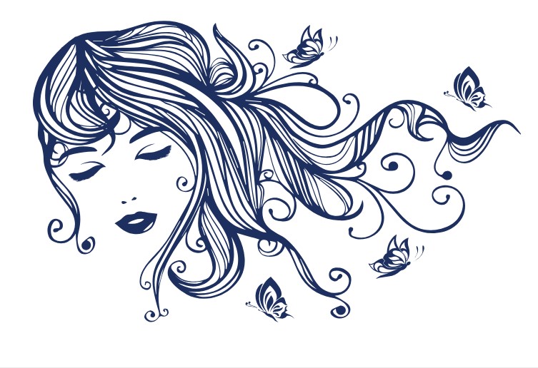 

Интерьерная виниловая наклейка на стену IdeaClock Beautiful girl with butterflies 120х75 см Темно-синий(53234-46-23)