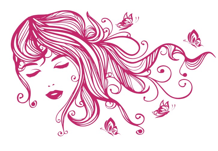 

Интерьерная виниловая наклейка на стену IdeaClock Beautiful girl with butterflies 120х75 см Малиновый(53234-46-19)