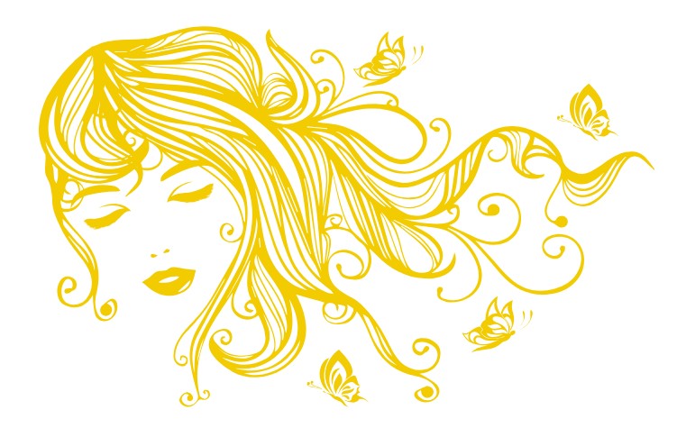 

Интерьерная виниловая наклейка на стену IdeaClock Beautiful girl with butterflies 120х75 см Светло-желтый(53234-46-5)
