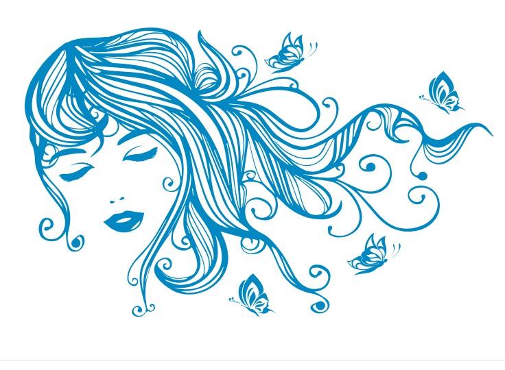 

Интерьерная виниловая наклейка на стену IdeaClock Beautiful girl with butterflies 120х75 см Голубой(53234-46-33)