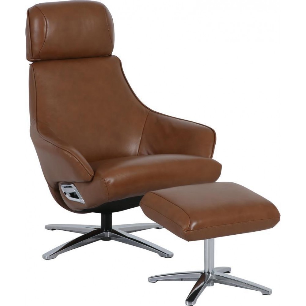 

Кресло Doctor Max DM02008 поворотное с реклайнером и пуфом кожа охра