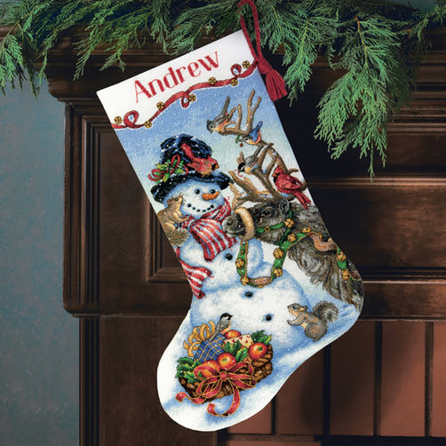 

Набір для вишивання хрестиком "Сніговик//Snowman Gathering Stocking" DIMENSIONS 70-08866