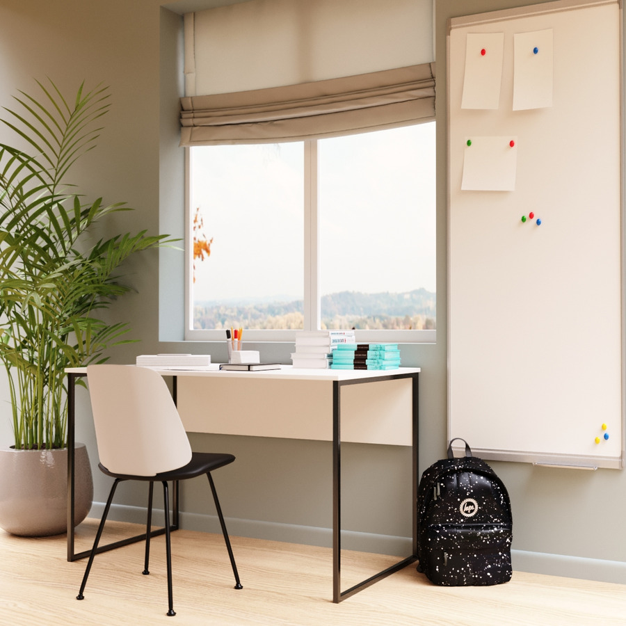 

Компьютерный стол Fenster Школьный Чёрный 74x120x60 ДСП Белое