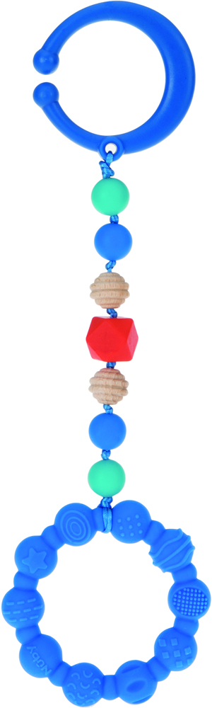 

Силиконовый прорезыватель Nuby кольцо на клипсе от 3 месяцев (NV0613001blue)