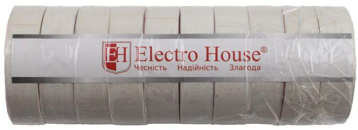 

Изолента Electro House 18 мм x 50 м 10 шт Белая (EH-AHT-1837)