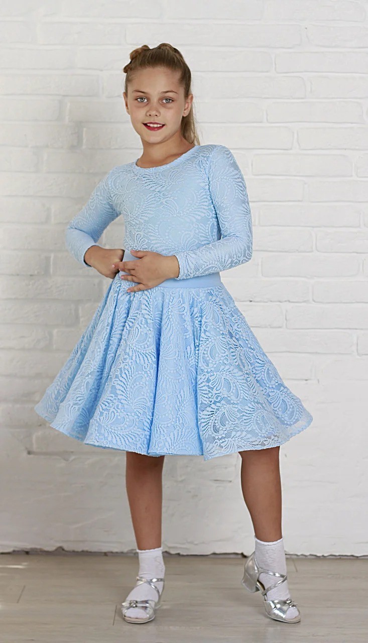 

Рейтинговое платье бейсик для бальных танцев Sevenstore 9102 116-122 см нежно голубой