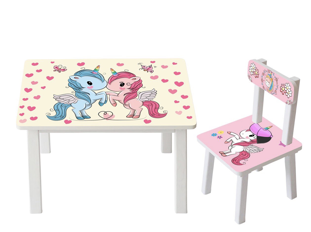 

Столик детский и стульчик Toys высота 43,5 см. 60/40 Единорог BSM2К-19