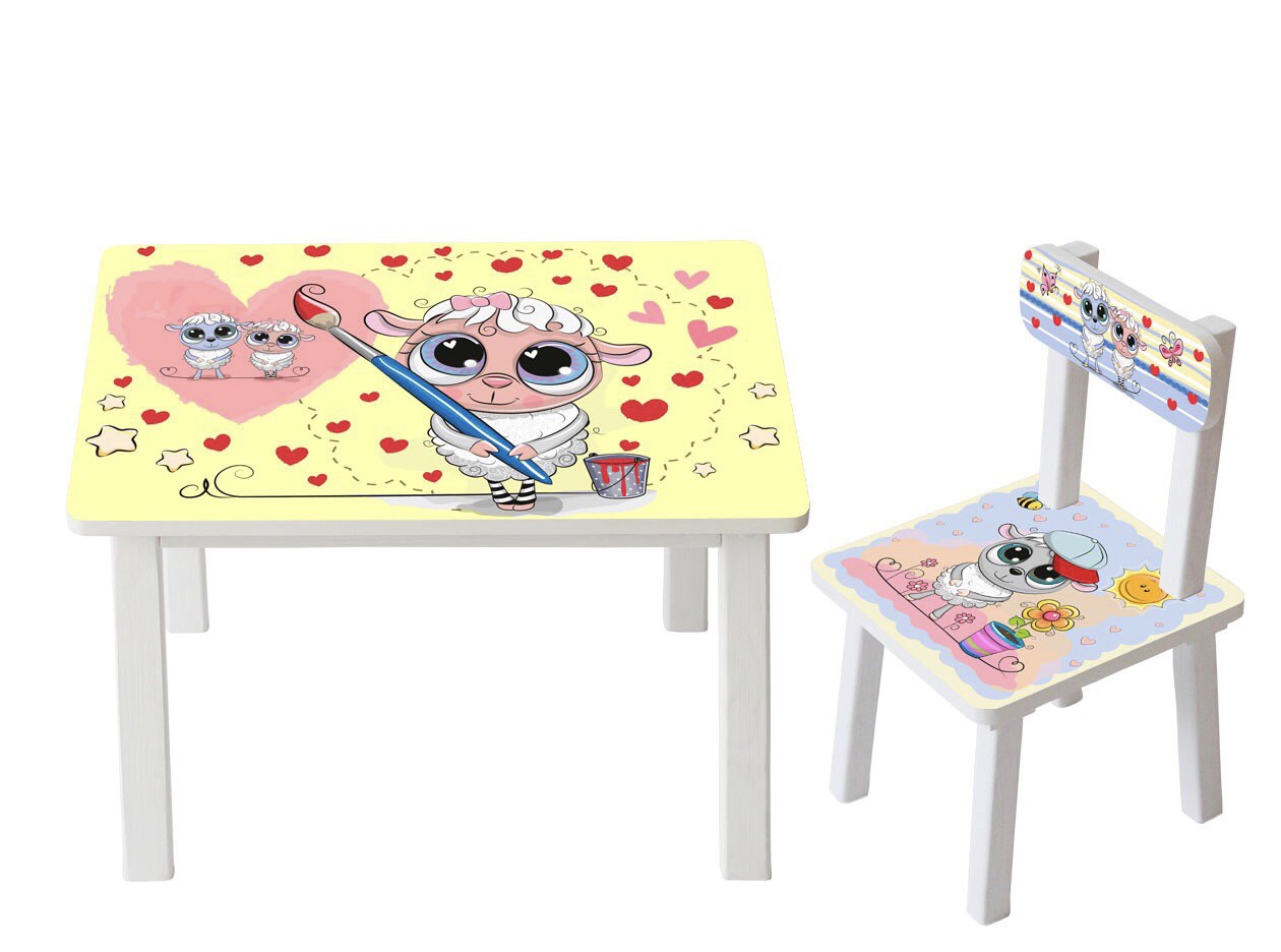 

Столик детский и стульчик Toys высота 43,5 см. 60/40 Овечка BSM2К-28