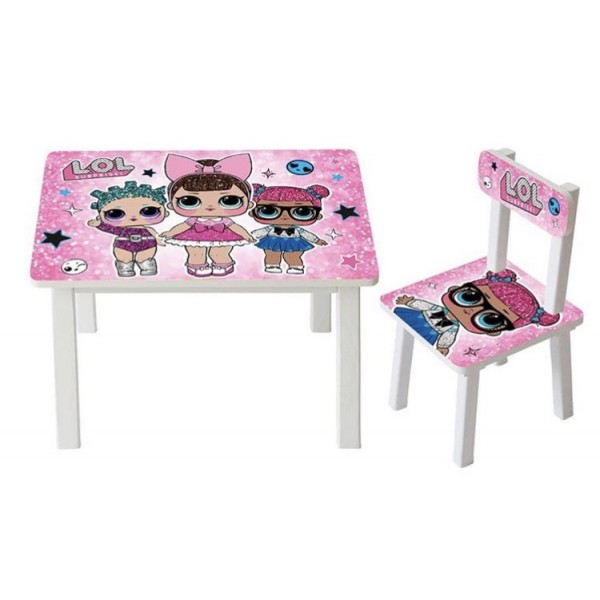 

Столик детский и 2 стульчика Toys высота 43,5 см. 60/40 Кукла ЛОЛ BSM2К-82+1