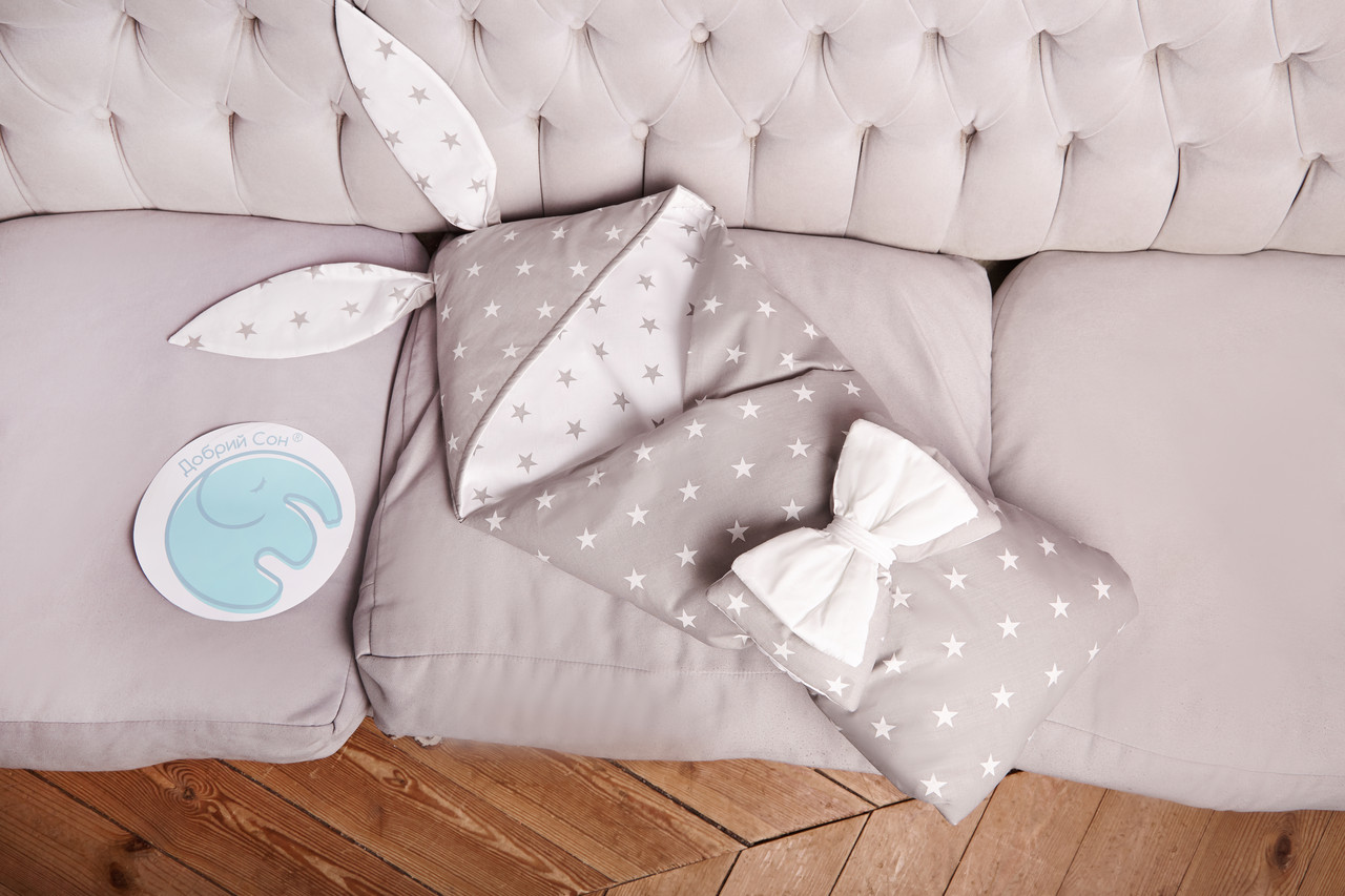 

Конверт-одеяло для малыша Добрый Сон "Капюшон с ушками" 100*80 см 62 бело-серый, 06-07