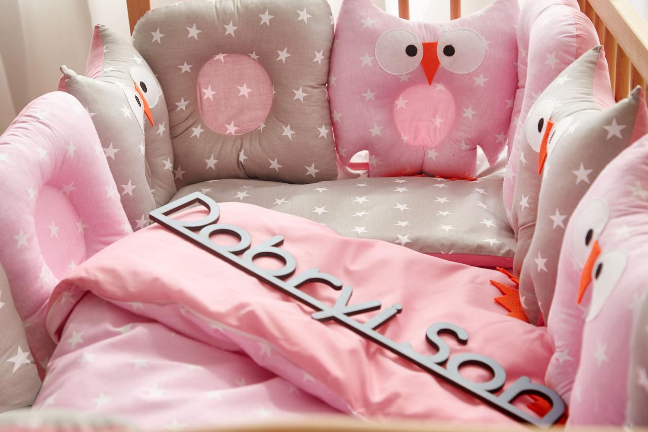 

Комплект постельного белья для новорождённых Добрый Сон “Совушки” серо-розовый 9-01